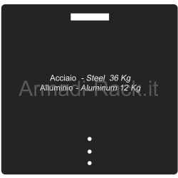 Base in lamiera di acciaio spessore 8mm 36 kg peso per splt100n. colore nero, dimensioni 74x74 cm.