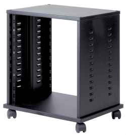 Mobile HI FI professionale per rack 19 pollici da 12 unità, L=560, P=460, H=660(590 con ruote) mm. Colore nero RAL9005