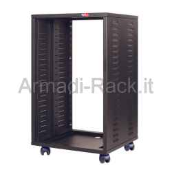 Mobile HI FI professionale per rack 19 pollici da 18 unità, L=560, P=500, H=930(860 con ruote) mm. Colore nero RAL9005