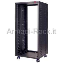 Mobile HI FI professionale per rack 19 pollici da 24 unità, L=560, P=500, H=1125(1195 con ruote) mm. Colore nero RAL9005