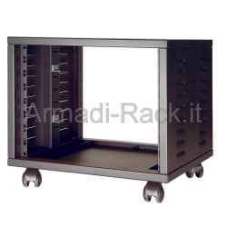 Mobile HI FI professionale per rack 19 pollici da 8 unità, L=560, P=640, H=480(410 con ruote) mm. Colore nero RAL9005