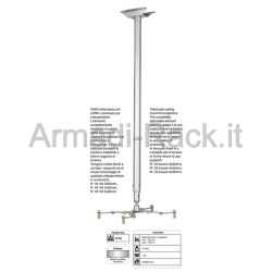 Supporto universale telescopico da soffitto per videoproiettori. lunghezza 100/172 cm