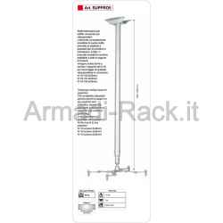 Supporto universale telescopico da soffitto per videoproiettori. lunghezza 123/220 cm