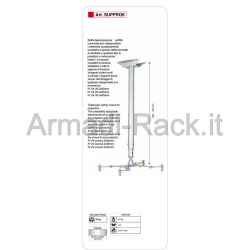 Supporto universale telescopico da soffitto per videoproiettori. lunghezza 68/115 cm