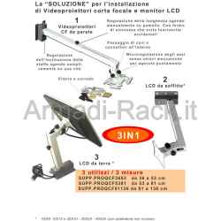 Supporto universale professionale telescopico da parete con regolazione micrometrica. 36-53 cm