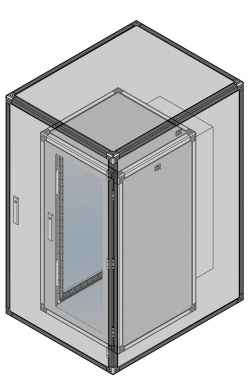 Cabina armadio doppio, esterno con tetto piramidale anti pioggia ed interno con predisposizione montaggio climatizzatore