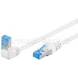 Cavo rete cat 6a con un connettore angolato 90° s/ftp (pimf) bianco mt 3