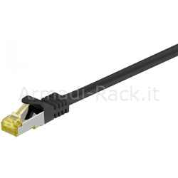 Rj45 patch cord cat 6a s/ftp with cat7 raw cable awg 26/7 lszh 0.25mt black
