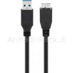 Cavo usb 3.0 connettori usb a - micro usb "b" - lunghezza mt. 3